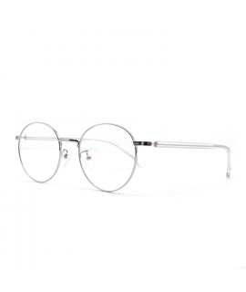 HKUCO Prescription Glasses Silver Color Metal Frame Eyewear Glasses (Multiple Lens Color Options)