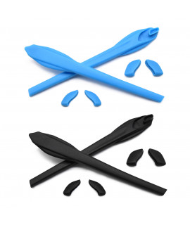 HKUCO Blue/Black Replacement Silicone Leg Set For Oakley Flak 2.0 XL Sunglasses Earsocks Rubber Kit