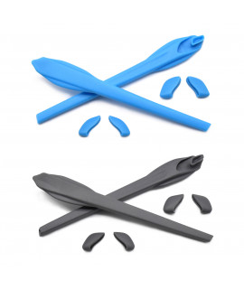 HKUCO Blue/Grey Replacement Silicone Leg Set For Oakley Flak 2.0 XL Sunglasses Earsocks Rubber Kit