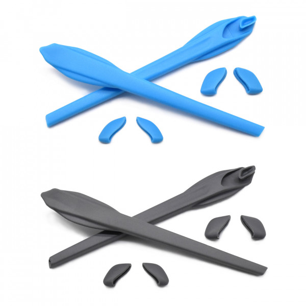 HKUCO Blue/Grey Replacement Silicone Leg Set For Oakley Flak 2.0 XL Sunglasses Earsocks Rubber Kit