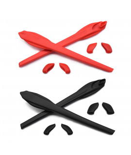 HKUCO Red/Black Replacement Silicone Leg Set For Oakley Flak 2.0 XL Sunglasses Earsocks Rubber Kit