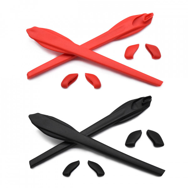 HKUCO Red/Black Replacement Silicone Leg Set For Oakley Flak 2.0 XL Sunglasses Earsocks Rubber Kit