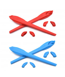 HKUCO Red/Blue Replacement Silicone Leg Set For Oakley Flak 2.0 XL Sunglasses Earsocks Rubber Kit