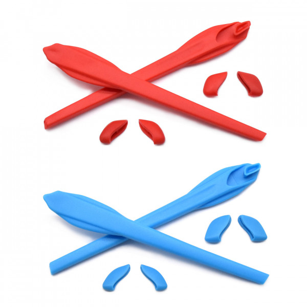 HKUCO Red/Blue Replacement Silicone Leg Set For Oakley Flak 2.0 XL Sunglasses Earsocks Rubber Kit