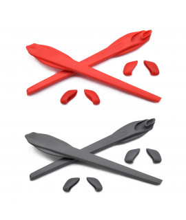 HKUCO Red/Grey Replacement Silicone Leg Set For Oakley Flak 2.0 XL Sunglasses Earsocks Rubber Kit