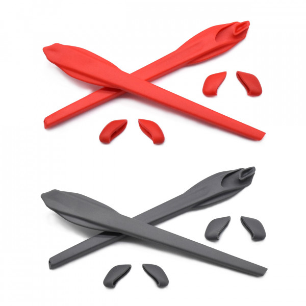 HKUCO Red/Grey Replacement Silicone Leg Set For Oakley Flak 2.0 XL Sunglasses Earsocks Rubber Kit