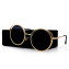 HKUCO Gold color Round Metal Frame Double Circle Design Black Lenses Sunglasses