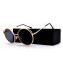 HKUCO Gold color Round Metal Frame Double Circle Design Black Lenses Sunglasses
